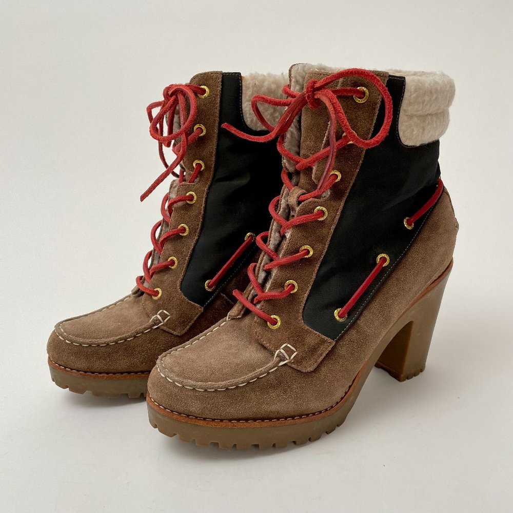 Sperry Top-Sider Trinity Suede Shearling Lace Up Ankle Boots, Size 9
